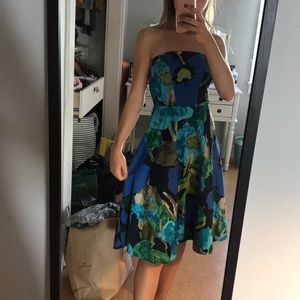 Anthropologie Strapless Floral Inspired Midi Dress